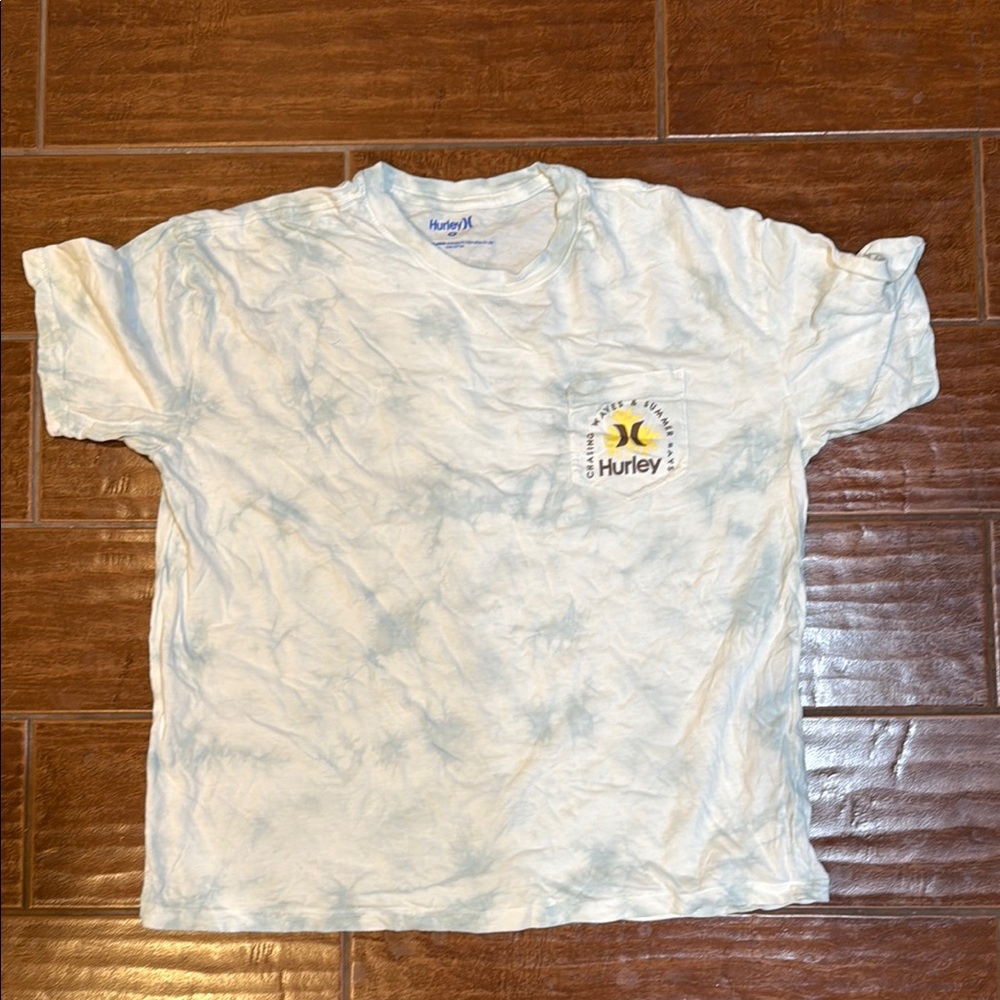 Hurley Blue and White Graphic Tee